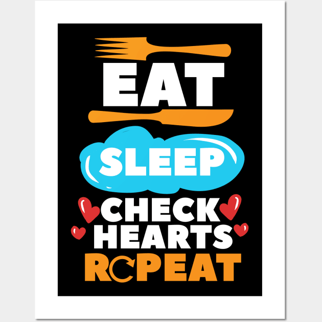 Eat Sleep Check Hearts Repeat Wall Art by maxcode